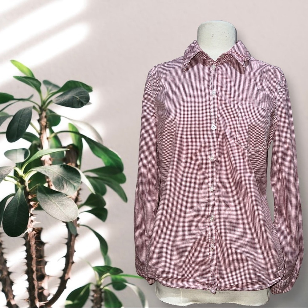 100% cotton button down shirt large size red n whit